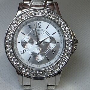 Monaco Ladies Quartz Watch MN2059 Stainless Steel Silver Jewels‎ New Battery